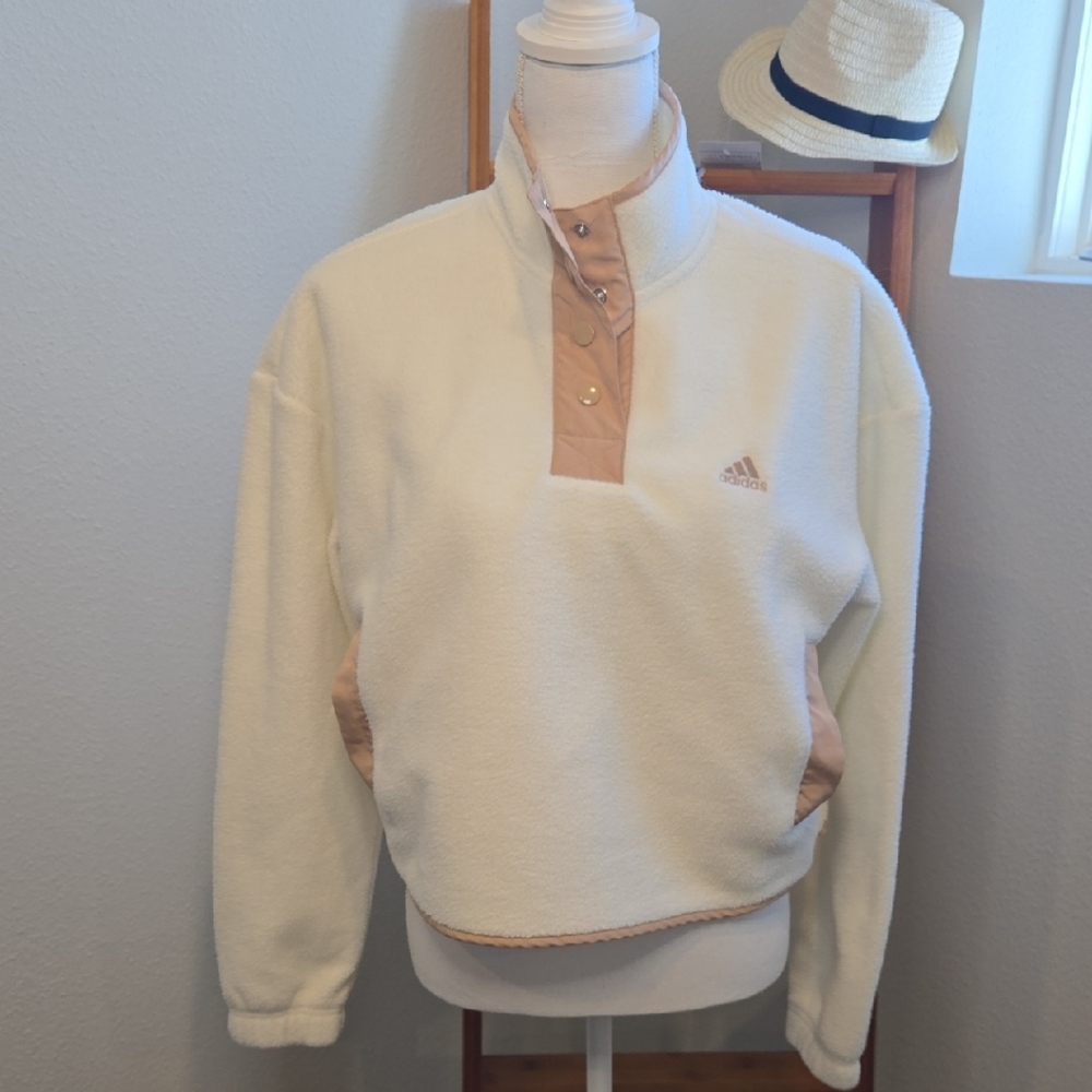 Adidas Fleece Jacket Cream and Tan